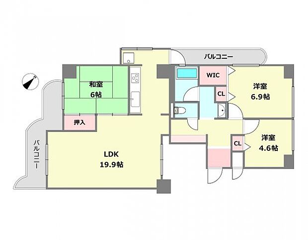 パラツィーナセシリア仁川弐番館(3LDK) 7階の間取り図