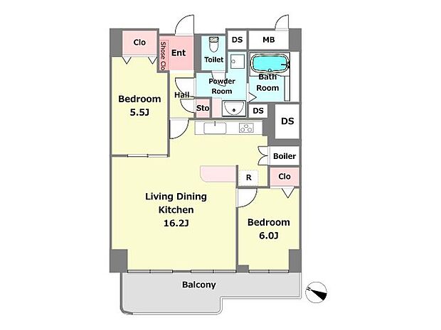 東急ドエル摩耶(2LDK) 4階の間取り図