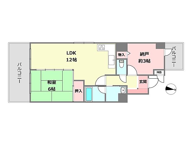 ときわ灘ハイツ(2LDK) 4階の間取り図