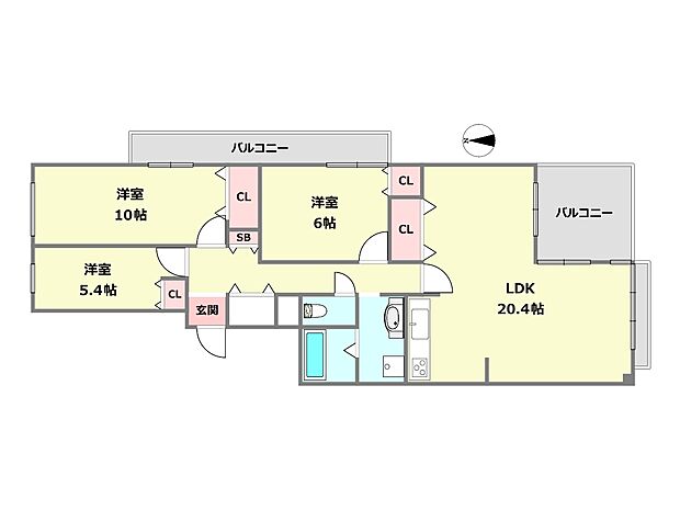 愛宕山ビューハイツ(3LDK) 5階の間取り図