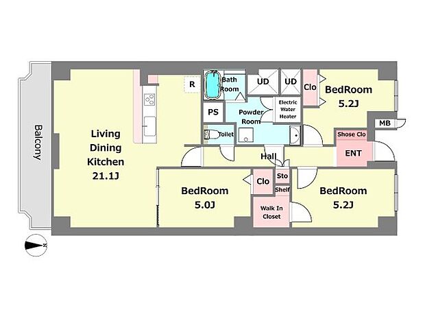 苦楽園レックスマンション(3LDK) 2階の間取り図