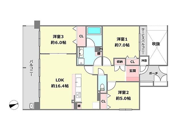 パルメーラ宝松苑(3LDK) 2階の間取り図