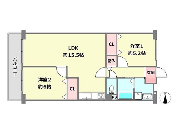 スターハイツ甲子園口(2LDK) 7階の間取り図