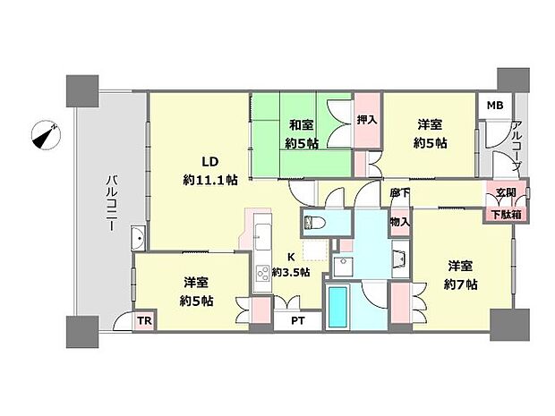 リビオ六甲高羽ガーデンスクエア(4LDK) 1階の間取り図