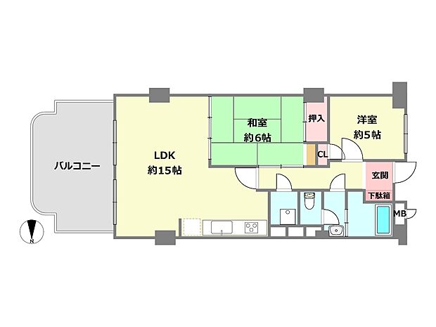 グランドハイツ魚崎(2LDK) 5階の内観