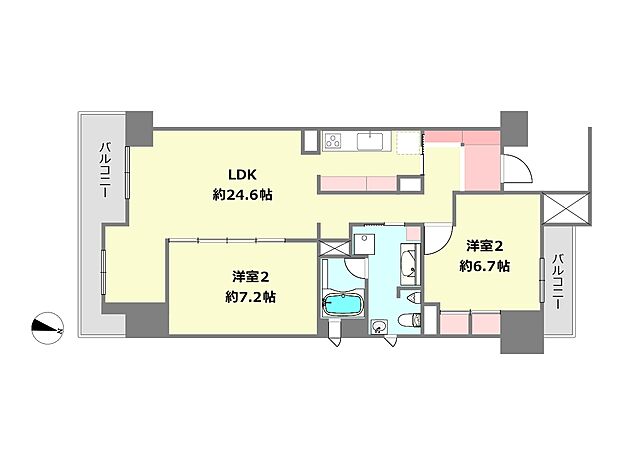 RICイーストコート11番街2番館(2LDK) 6階の間取り図