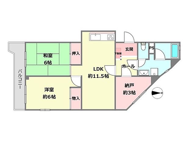 甲子園口パークマンション(2SLDK) 4階の内観