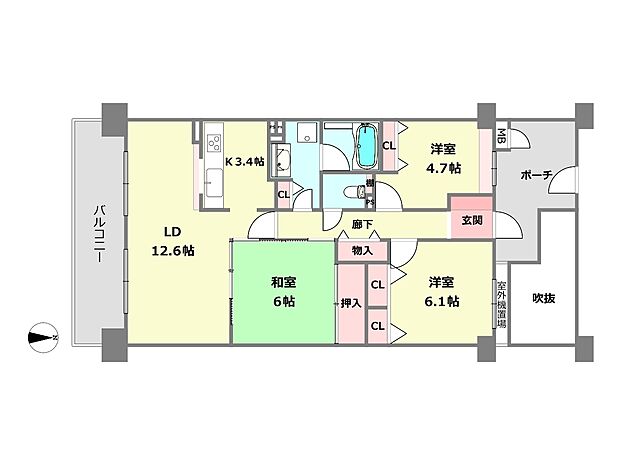 メゾン本山中町(3LDK) 2階の間取り図