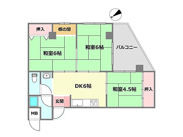 ニュー甲子園ハイツ(3DK) 3階の間取り図