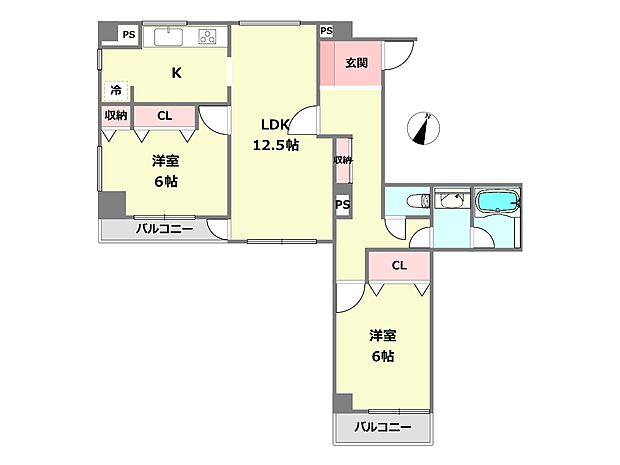 フィオーレ夙川(2LDK) 2階の内観