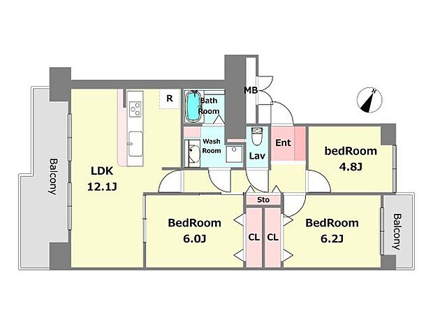 RICウエストコート4番街西棟(3LDK) 5階の間取り図