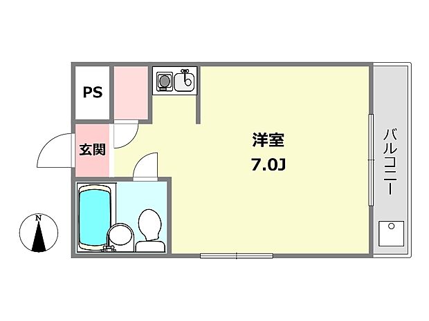 プチ・グレイス1番館武庫之荘(1K) 2階の間取り図