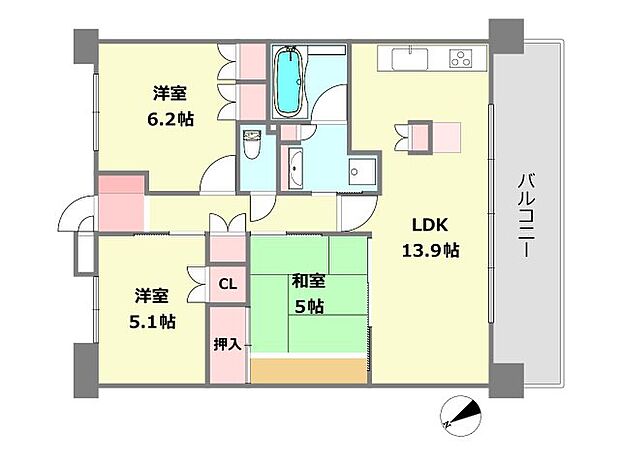 リベール尼崎西難波(3LDK) 15階の間取り図