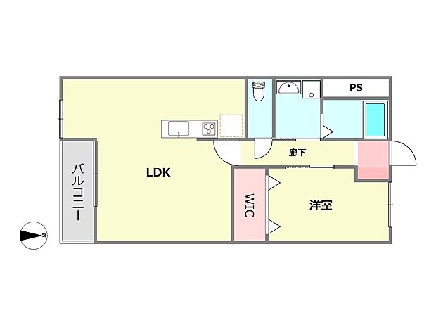 武庫之荘コーポラス(1LDK) 4階の間取り図