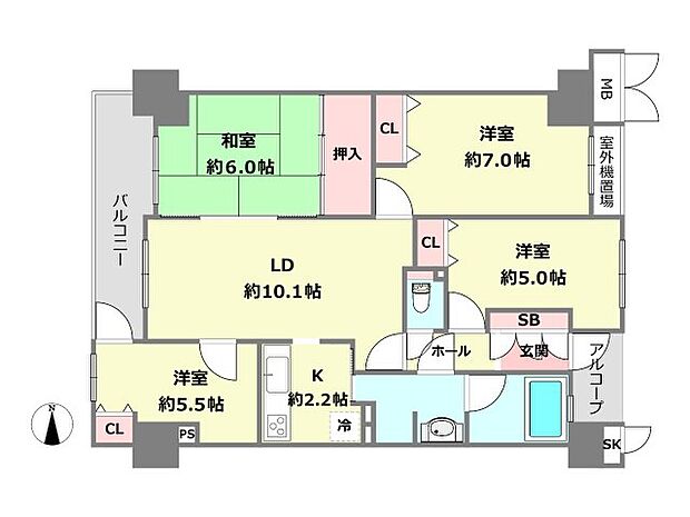 パレ武庫川プルミエール5(4LDK) 2階の間取り図
