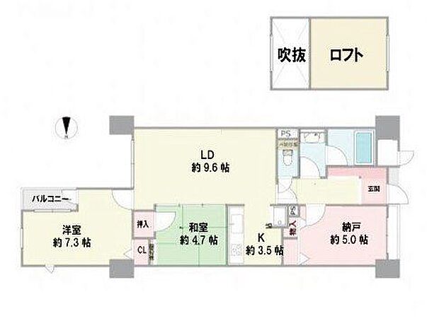 パレ武庫元町(2SLDK) 4階の間取り図