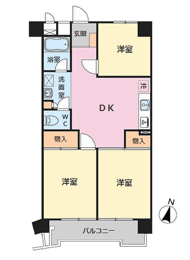 豊島園パークマンション(3DK) 10階の間取り図