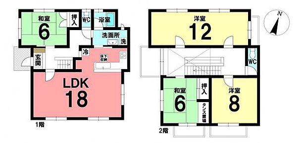 ゆとりのある4LDKの間取りです。全居室6帖以上なので、家具を置いても十分なスペースを確保できるゆとりの住空間！