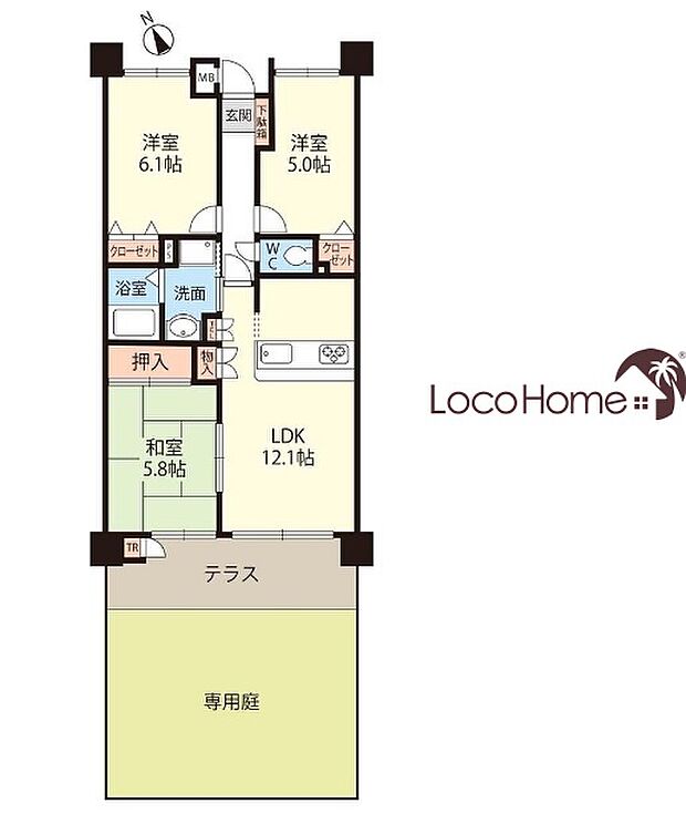 グランプレステージ西神戸II(3LDK) 1階の間取り図