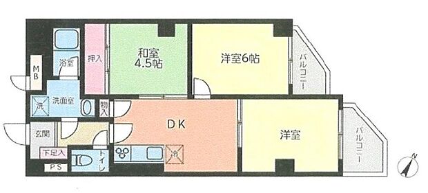 北千住ホワイトハイツ(3DK) 2階/２階の間取り図