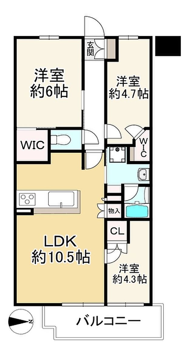リビオ尼崎STATION CITY(3LDK) 2階の間取り図