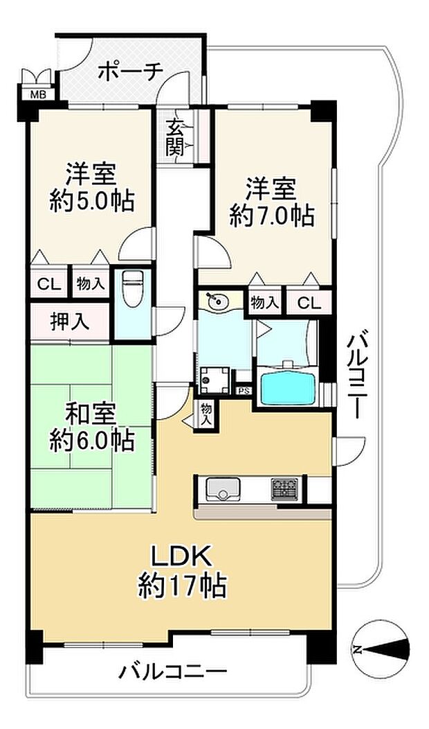 加島駅前アーバンコンフォート(3LDK) 11階の間取り図