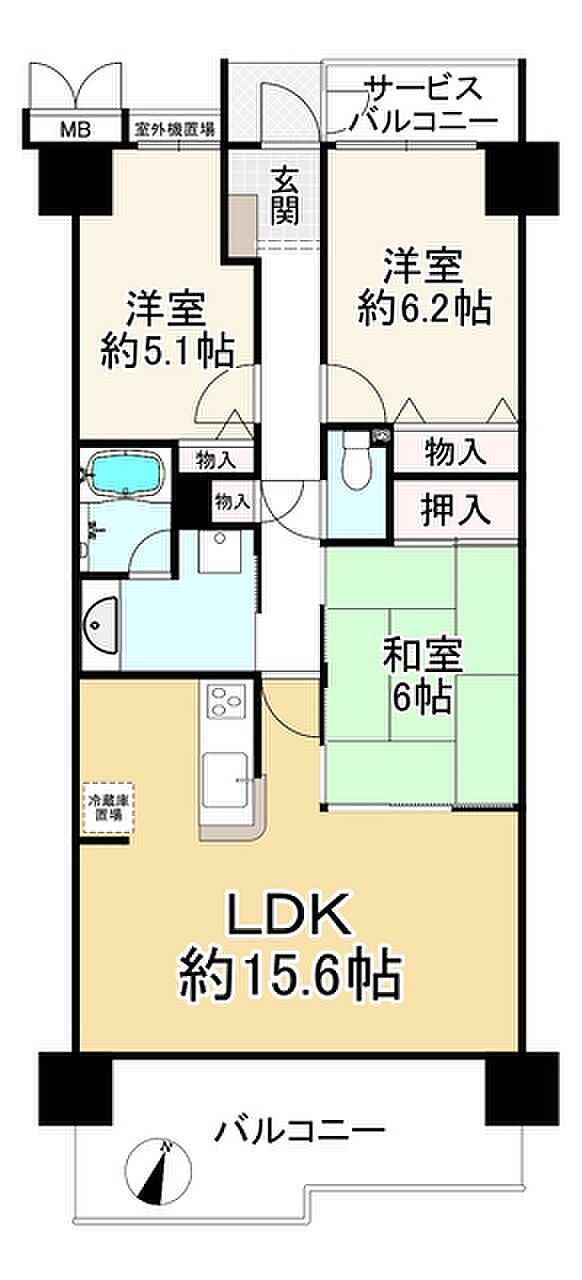 ラ・ビスタ宝塚エスティオ2番館(3LDK) 7階の内観