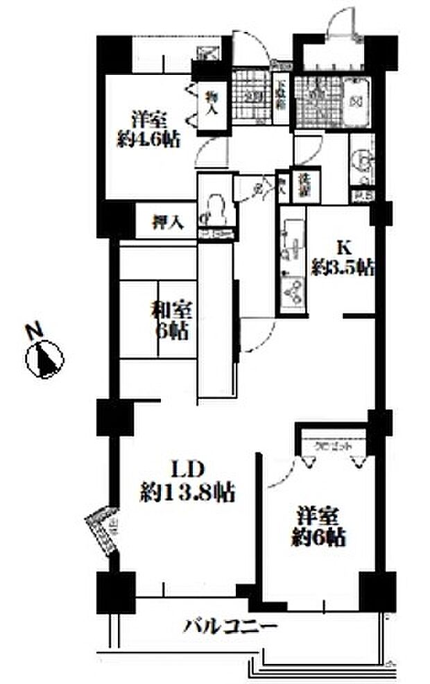 リーベスト津田沼(3LDK) 2階/104の間取り図