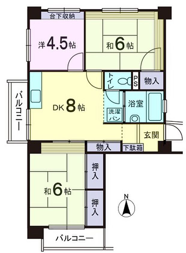 落合団地3−4(3DK) 8階の内観