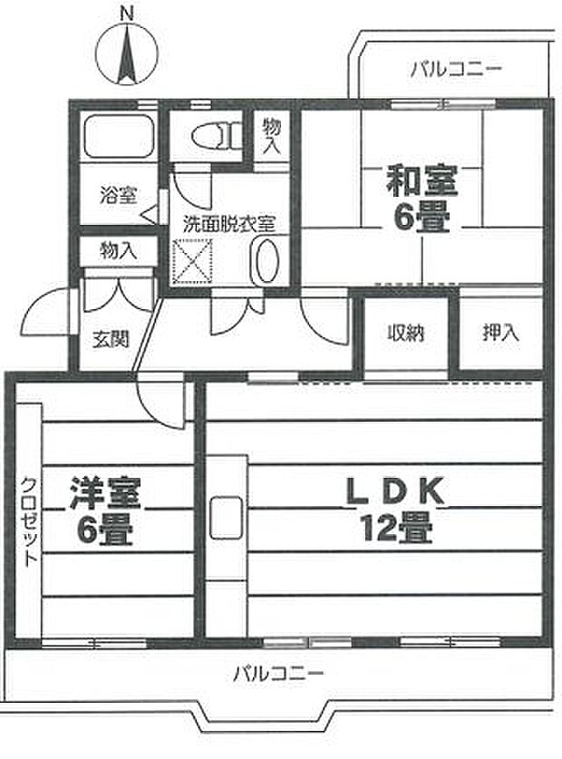 大沢団地(2LDK) 4階の間取り図