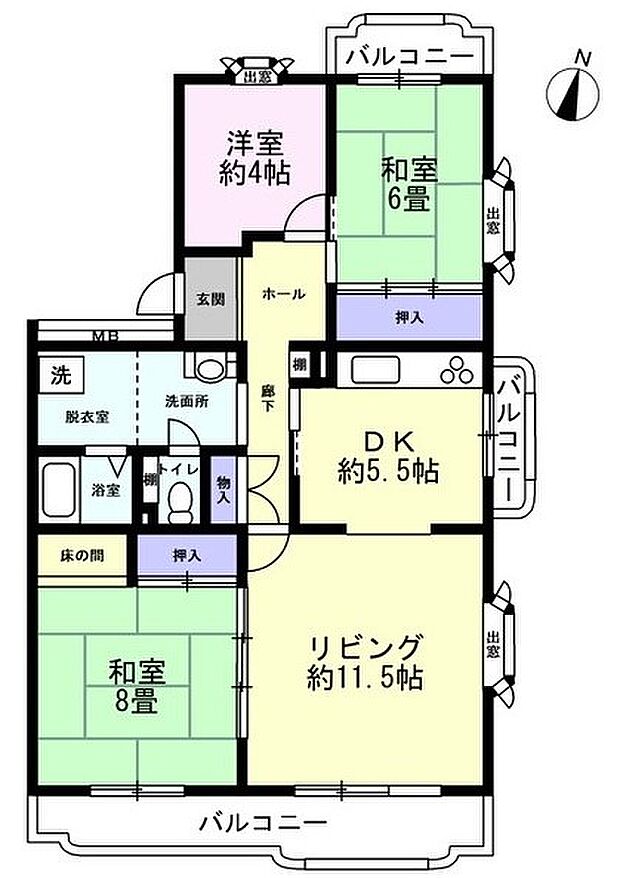 小山田桜台2丁目(3LDK) 4階の内観