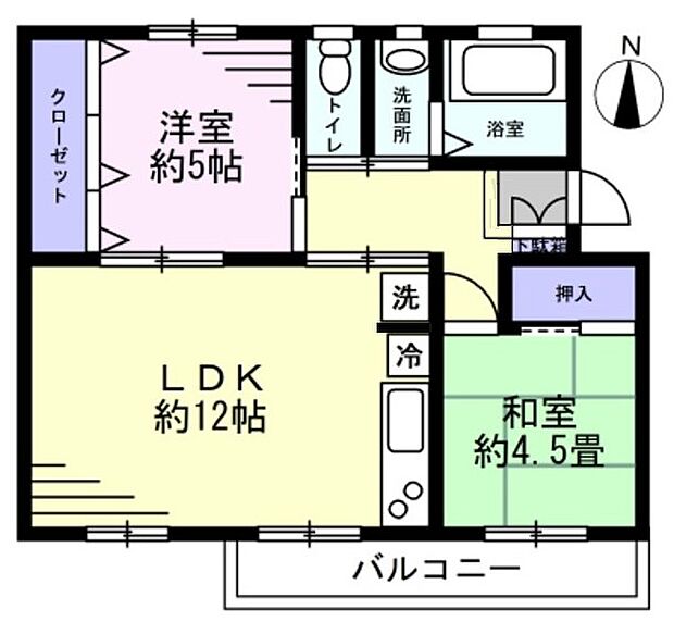 藤の台団地(2LDK) 2階の間取り図