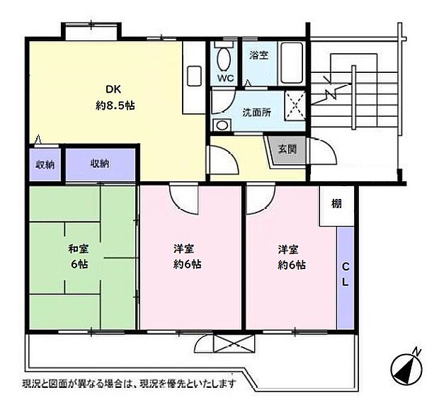 湘南西部住宅(3DK) 2階の間取り図