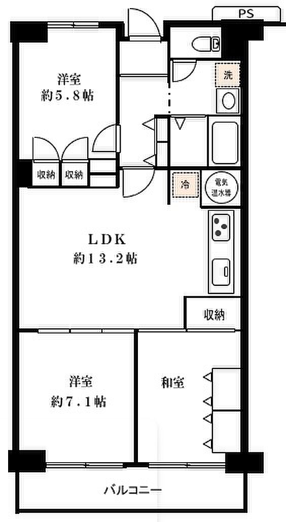 行徳南スカイハイツ(3LDK) 4階の内観