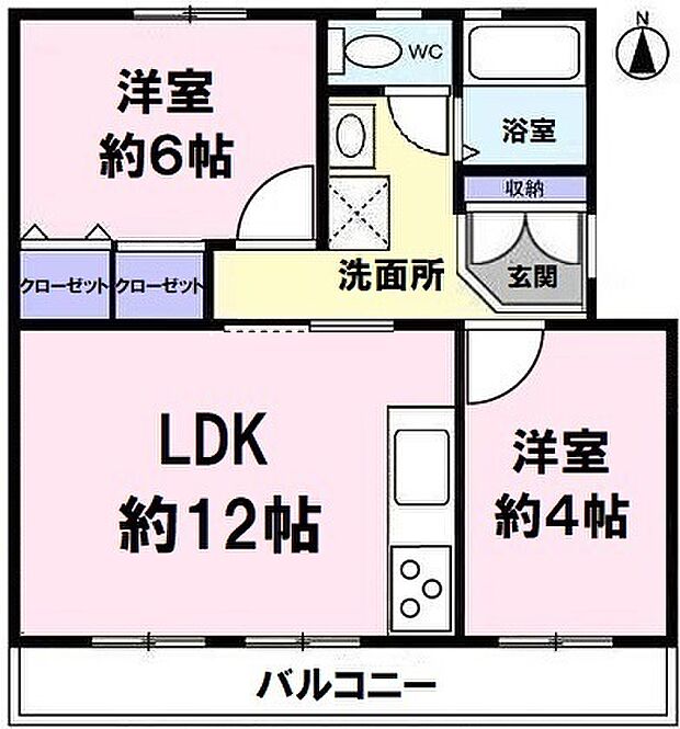 村上団地(2LDK) 2階の間取り図