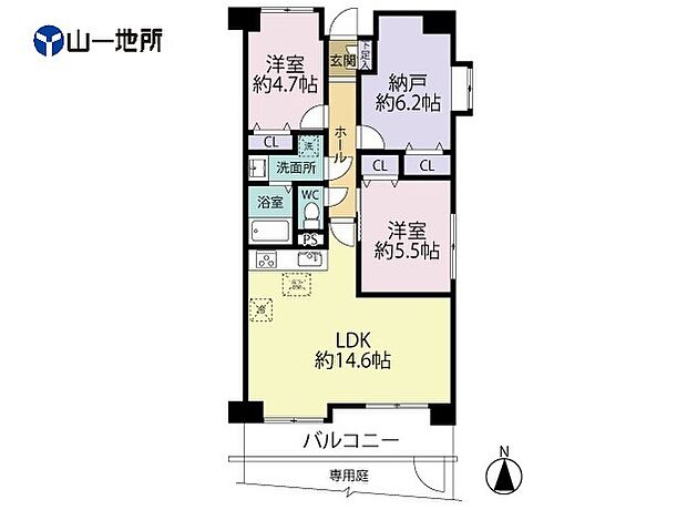 ロイヤルパレス泉中央フィーア(2SLDK) 1階の間取り図