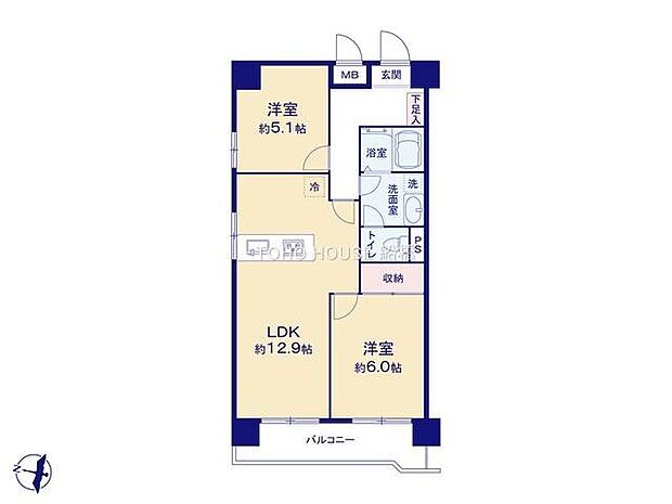 千葉中央ハイツ(1SLDK) 7階の間取り図