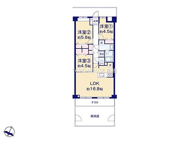 エバーグリーン行徳(3LDK) 1階の間取り図