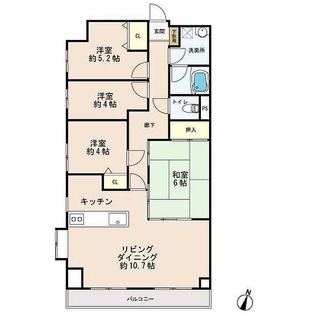 ナイスアーバン稲毛(4LDK) 1階の間取り図