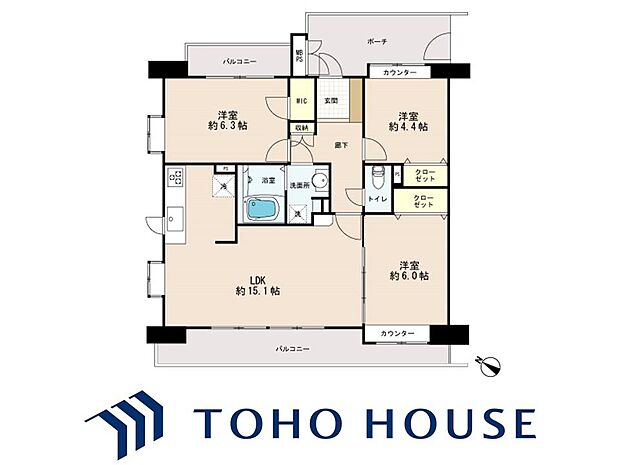 ライオンズマンション稲毛海岸駅前(3LDK) 2階の間取り図