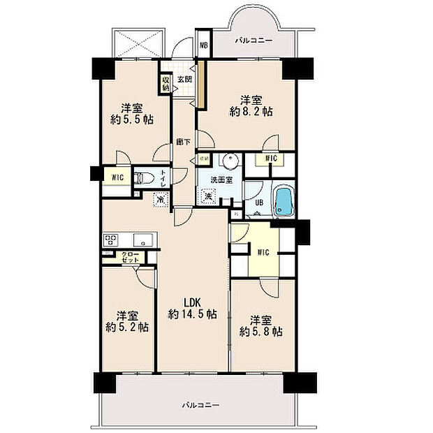 ルネ・マザーズシティ南棟(4LDK) 4階の間取り図