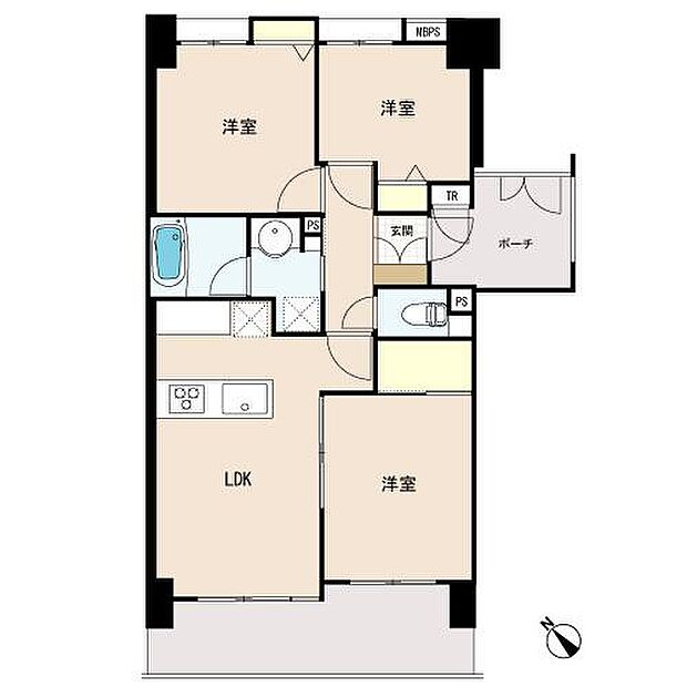 ライオンズガーデン下総中山(3LDK) 9階の間取り図