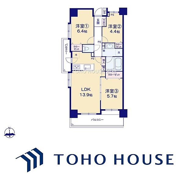 藤和シティコープ葛西(3LDK) 8階の間取り図