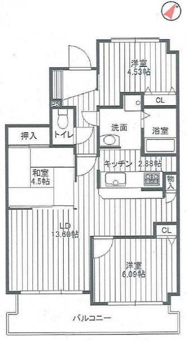 キングスコート豊田生駒(3LDK) 11階の間取り図