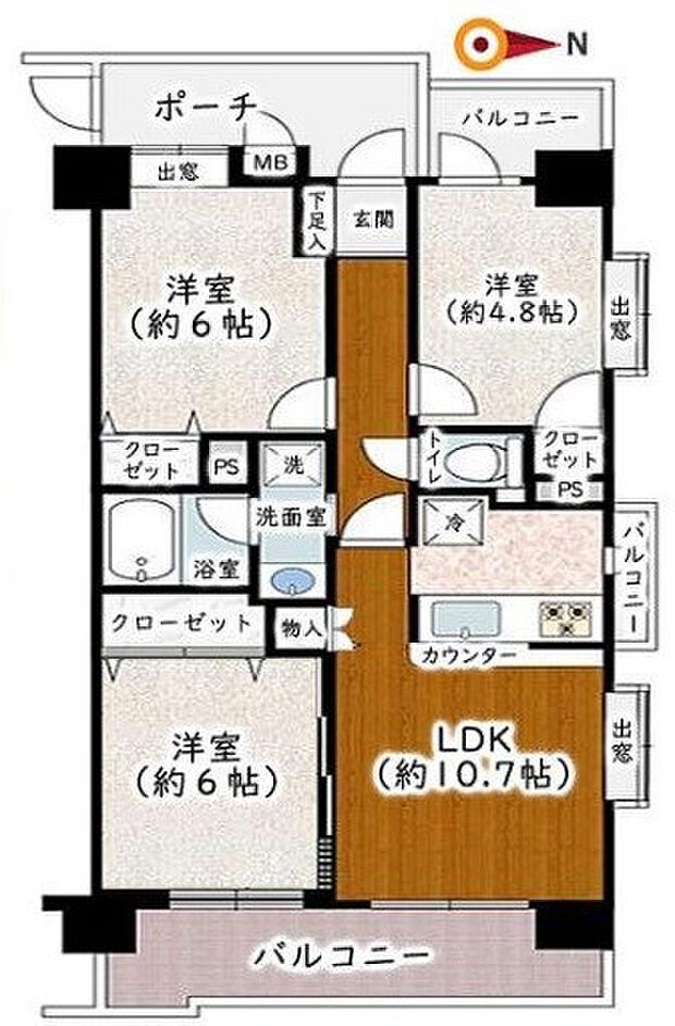 ライオンズプラザ西川口第2(3LDK) 2階の間取り図