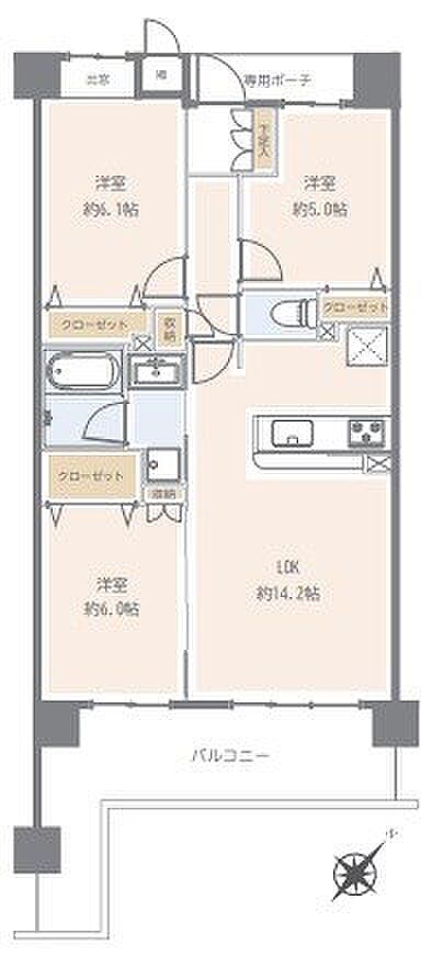 イトーピア川口元郷(3LDK) 5階の間取り図