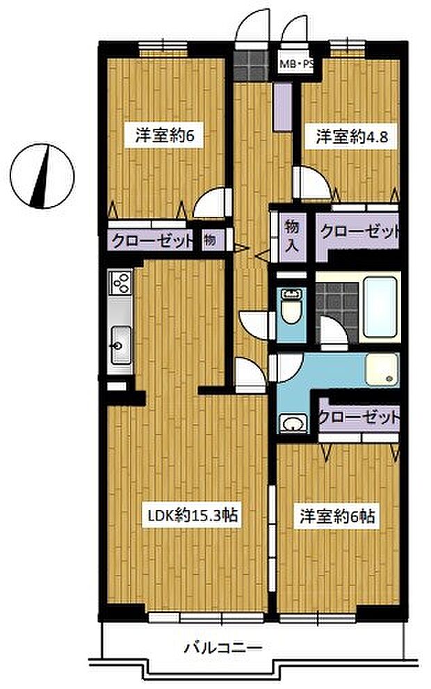 ライオンズマンション大宮指扇第2(3LDK) 11階の間取り図