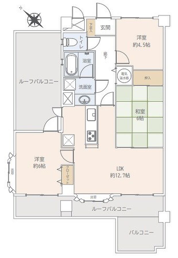 ライオンズマンション竹の塚第3(2SLDK) 6階の間取り図
