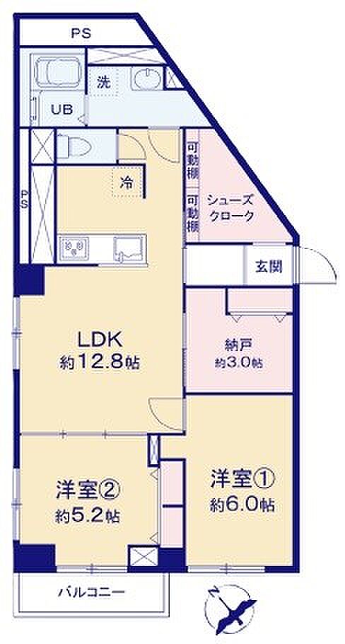 東武越谷サンライトマンション(2LDK) 2階の内観