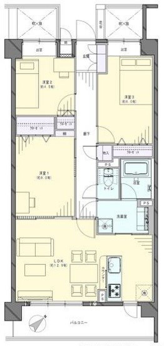 セザール新座ガーデン(3LDK) 2階の間取り図